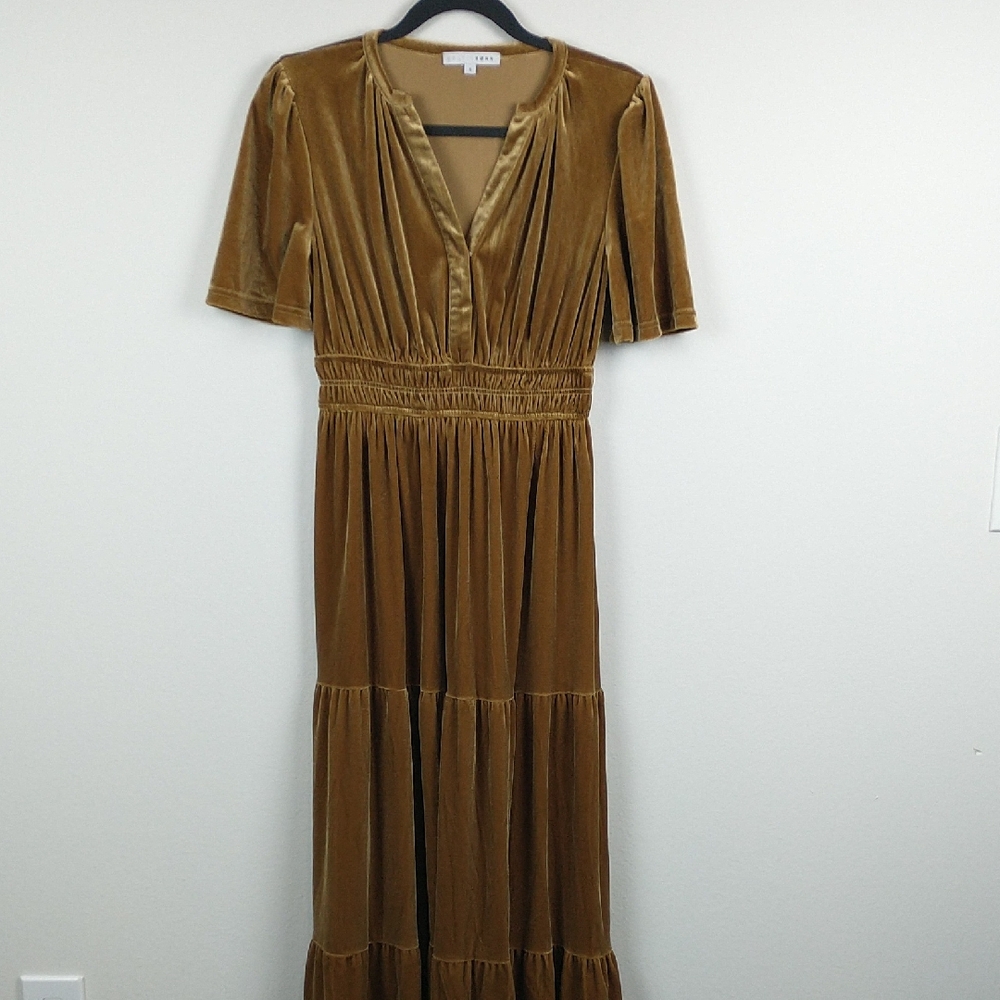 Baltic Born Artemis Velvet Maxi Dress Small Gold